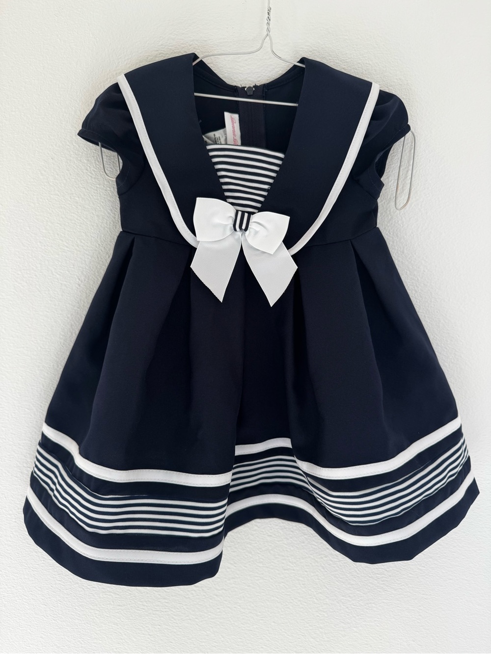 Bonnie Baby Navy Sailor-Style Bow Dress- 18M, Like New